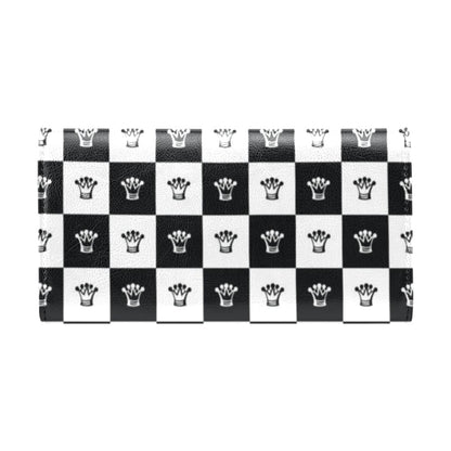 Checkered Flag Crown Pattern Women's Trifold Wallet