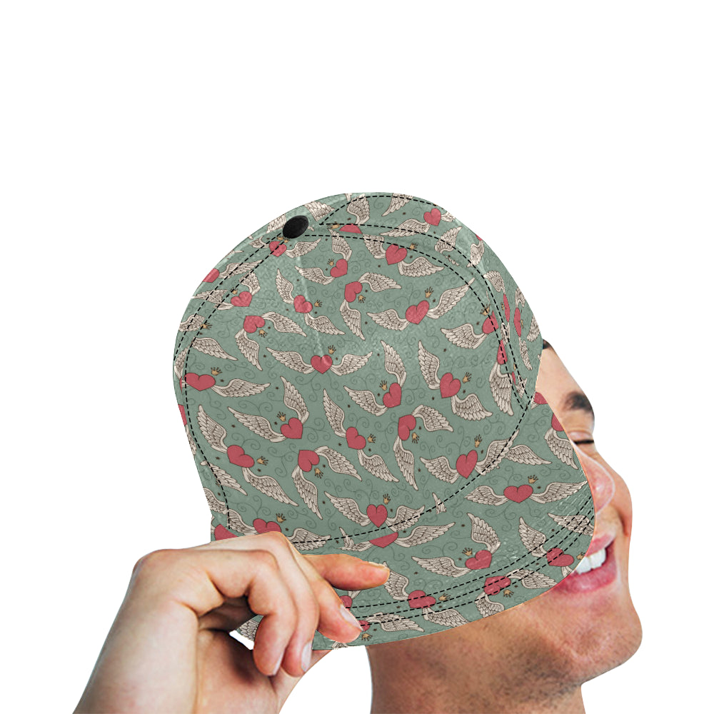 Angel Wings Heart Design Themed Print Snapback Cap