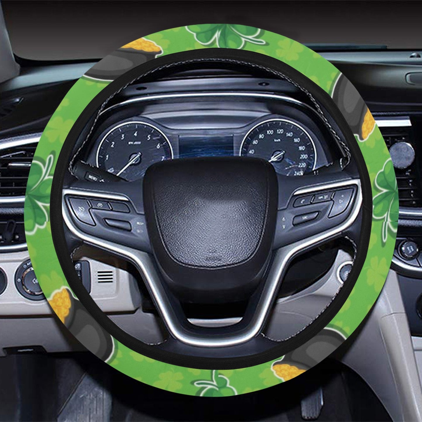 Shamrock Saint Patrick's Day Print Design LKS302 Steering Wheel Cover with Elastic Edge