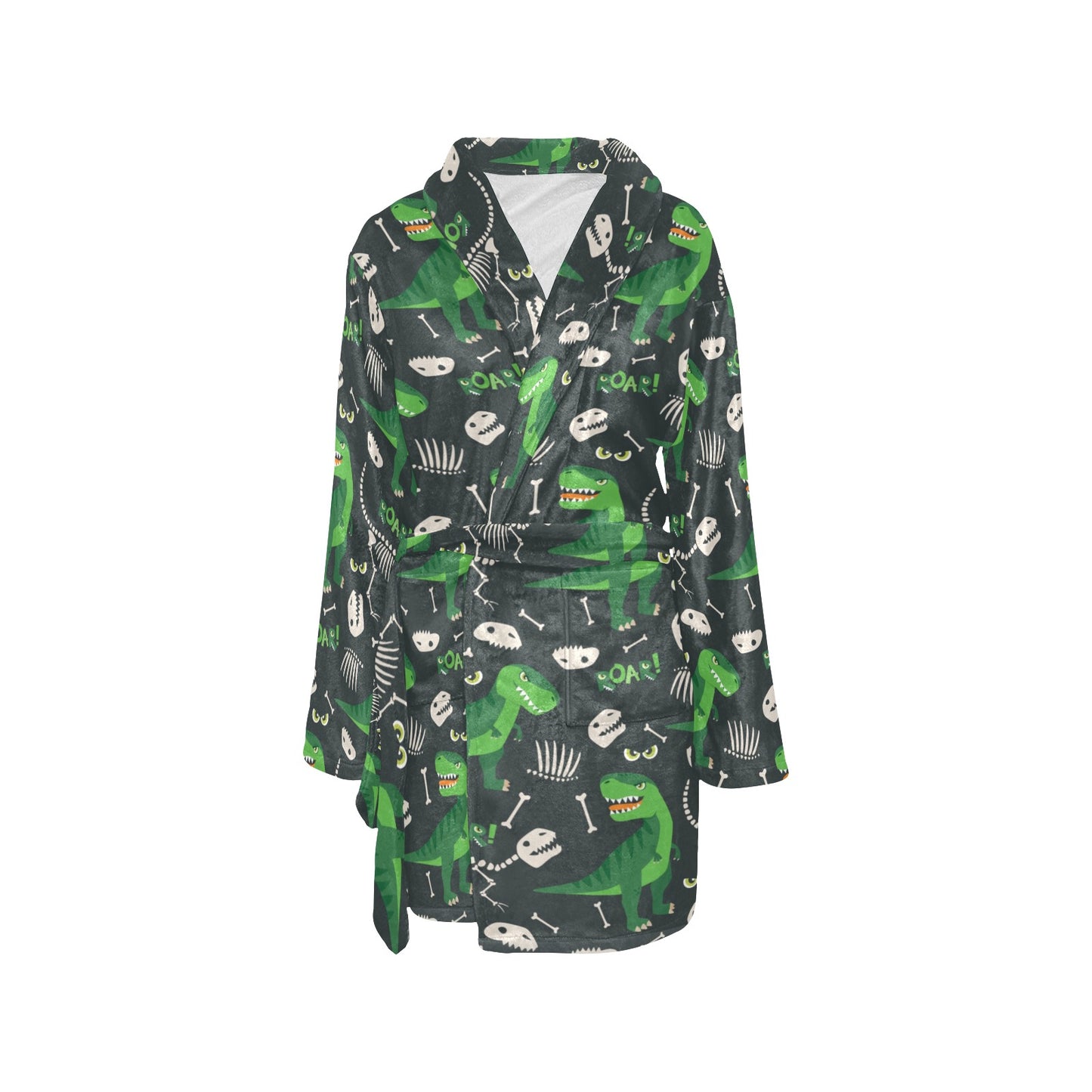 T Rex Pattern Print Design A05 Women's Fleece Robe