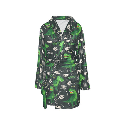 T Rex Pattern Print Design A05 Women's Fleece Robe