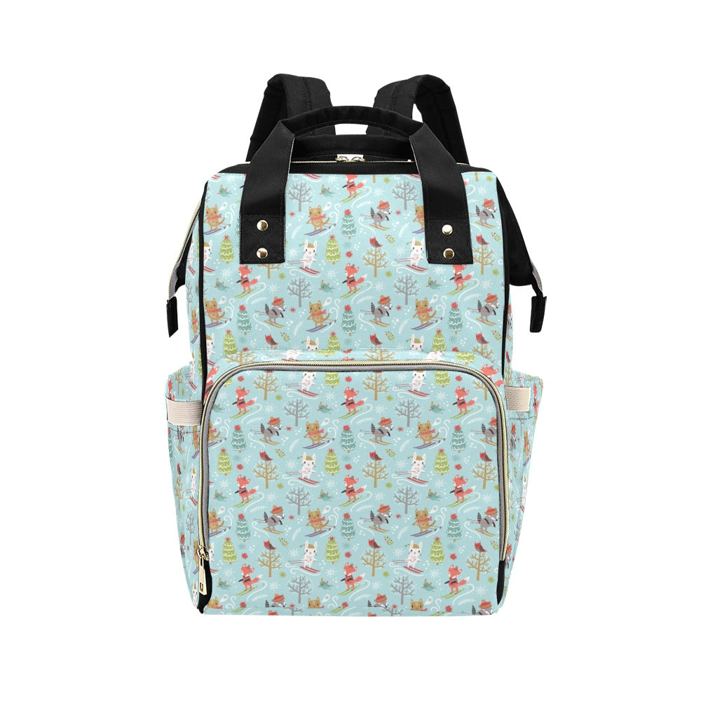 Ski Fox Cute Print Design LKS303 Diaper Bag Backpack