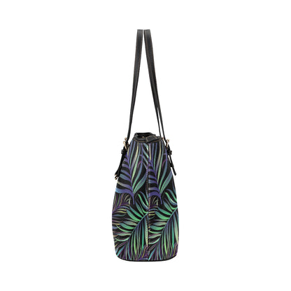 Tropical Palm Leaves Pattern Brightness Leather Tote Bag