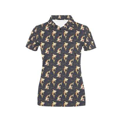 Koi Carp Japanese Design Themed Print Women's Polo Shirt