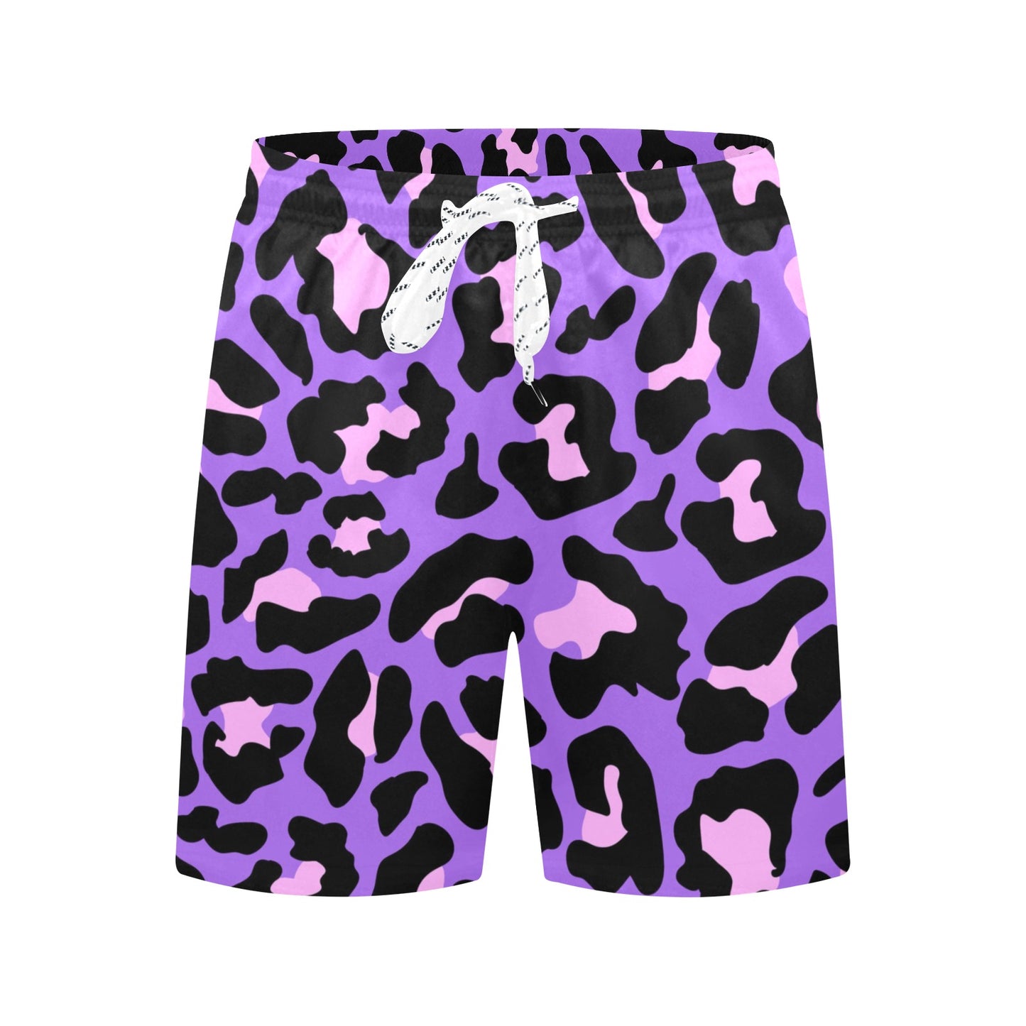 Cheetah Purple Neon Print Pattern Men's Swim Trunks Beach Shorts