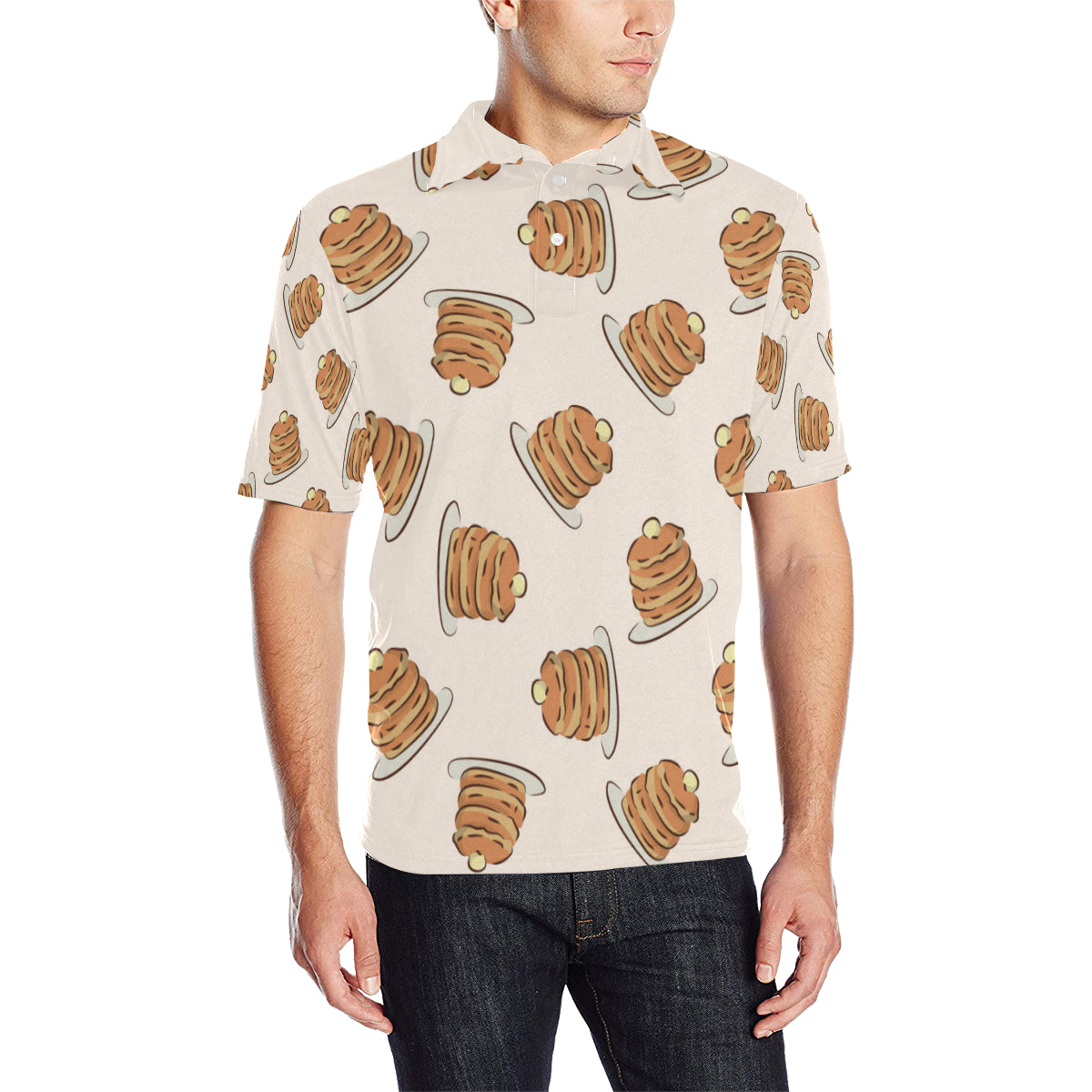 Pancake Pattern Print Design A01 Men Polo Shirt