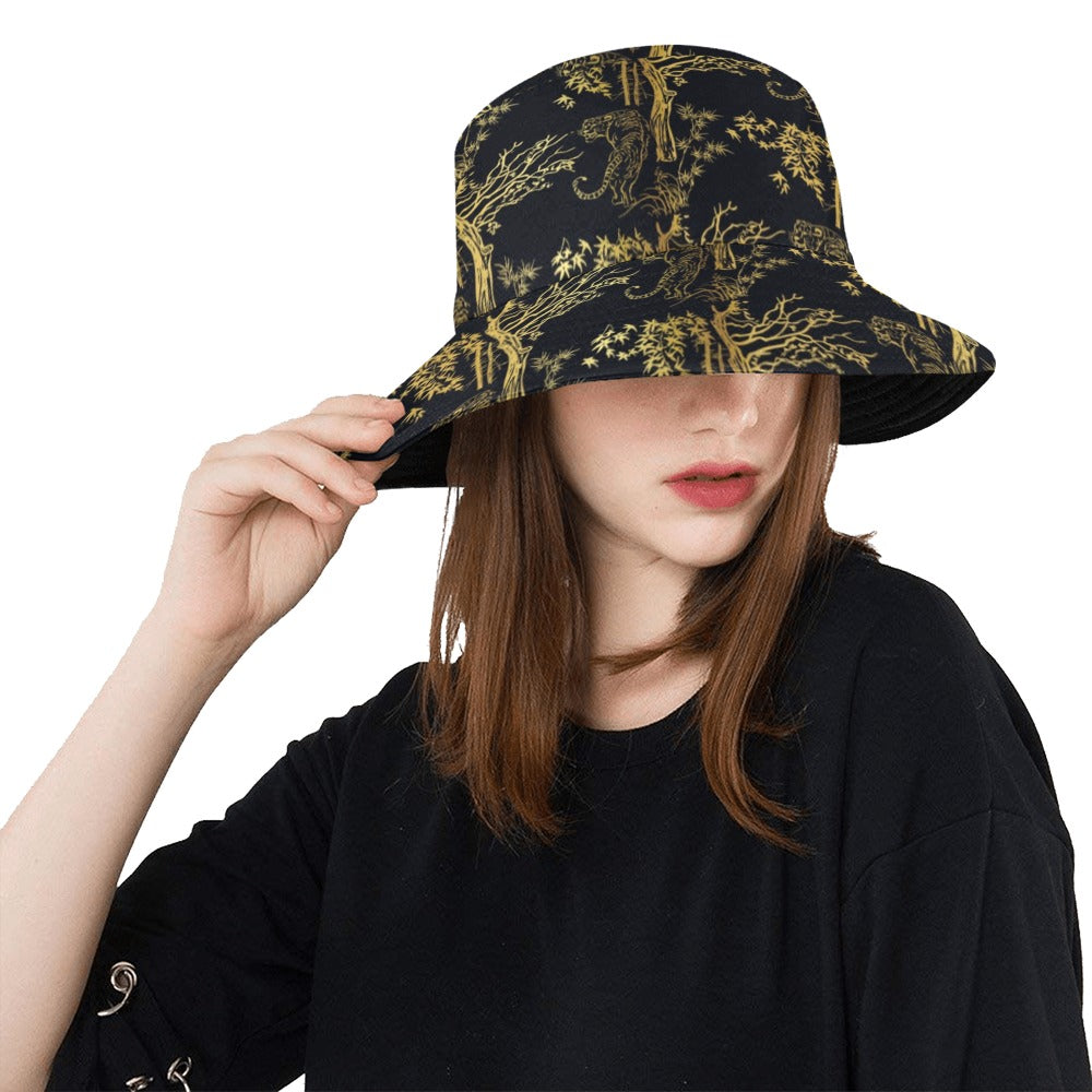 Tiger Gold Print Design LKS307 Unisex Bucket Hat