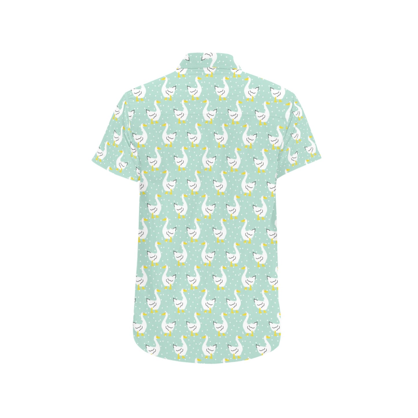 Goose Print Design LKS404 Men Short Sleeve Button Up Shirt
