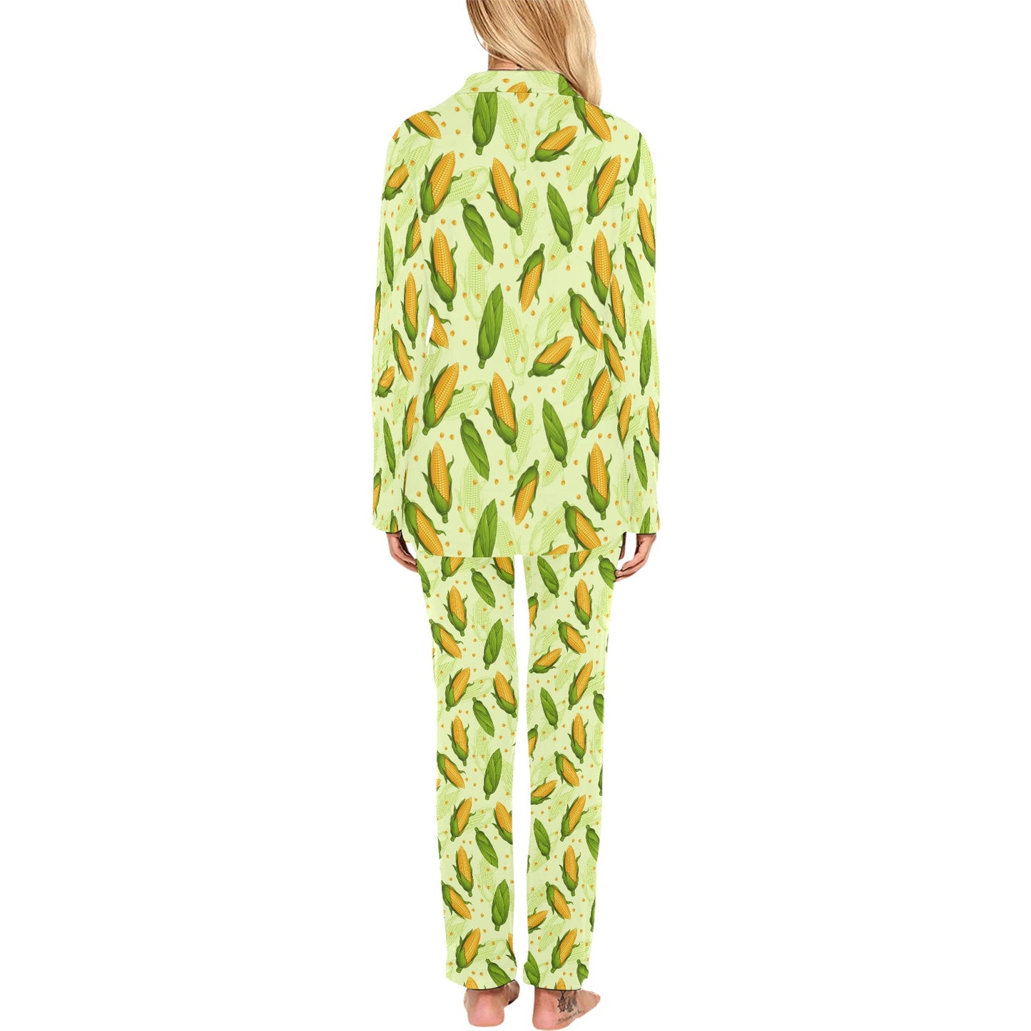 Agricultural Fresh Corn cob Print Pattern Women's Long Pajama Set