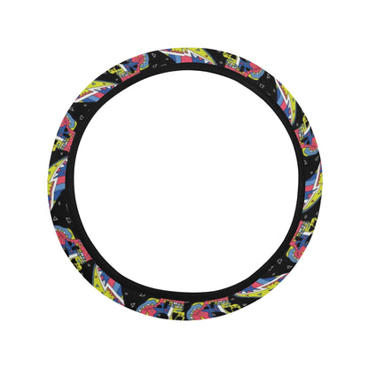 Skateboard Print Design LKS304 Steering Wheel Cover with Elastic Edge