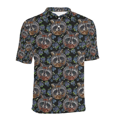 Raccoon Pattern Print Design A03 Men Polo Shirt