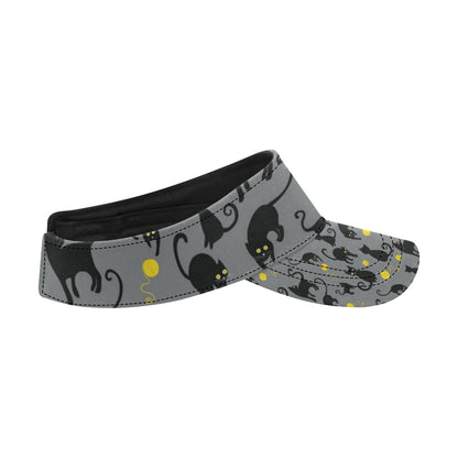 Black Cat Yellow Yarn Print Pattern Unisex Sun Visor