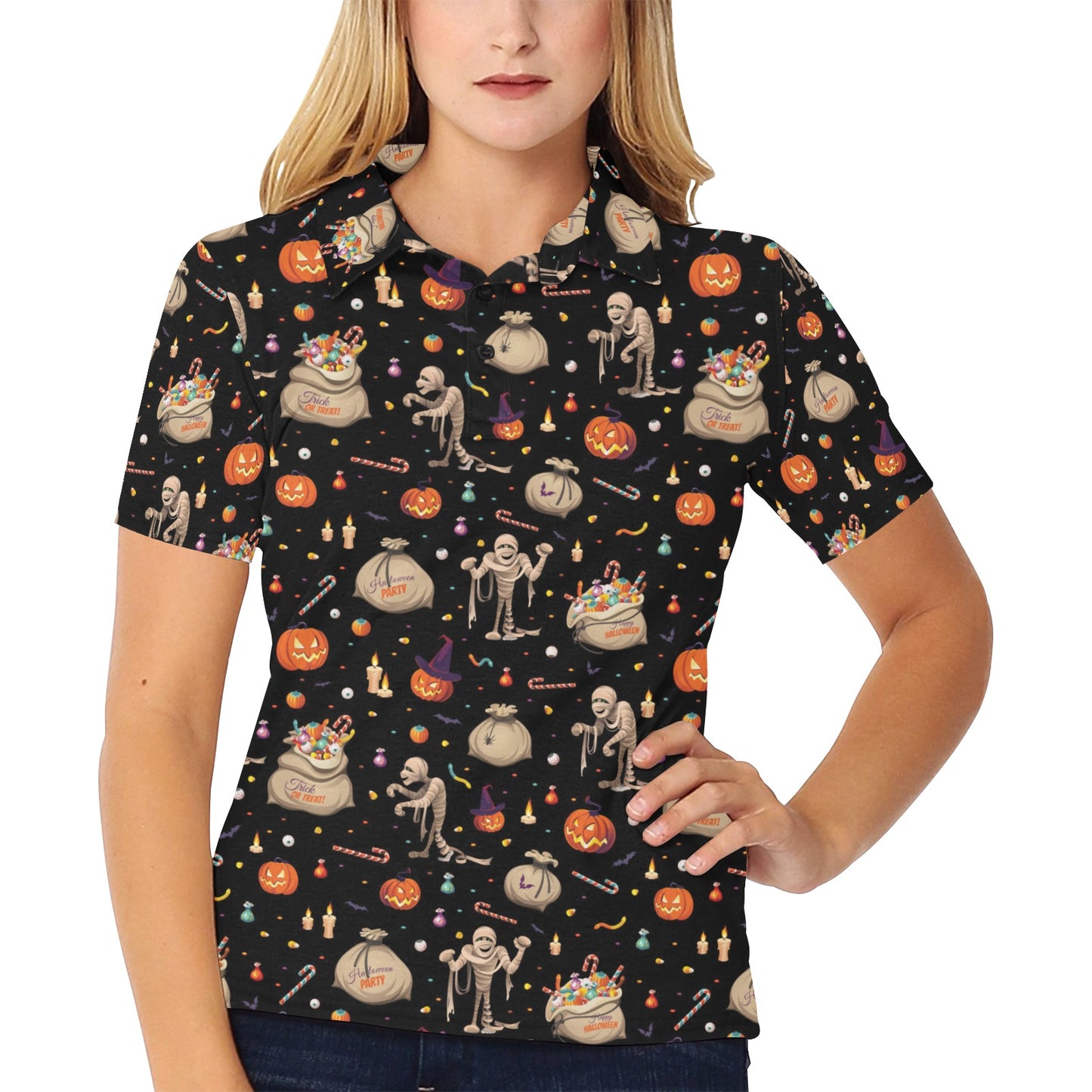 Mummy Halloween Print Design LKS303 Women's Polo Shirt