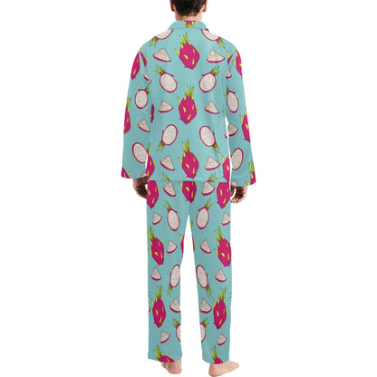 Dragonfruit Pattern Print Design DF01 Men's Long Pajama Set
