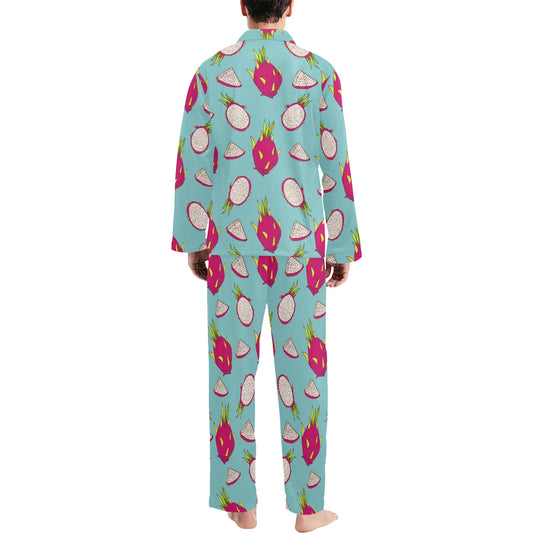 Dragonfruit Pattern Print Design DF01 Men's Long Pajama Set