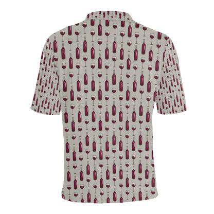 Wine Bottle Pattern Print Men Polo Shirt