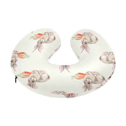 Rabbit Pattern Print Design 01 U-Shaped Travel Neck Pillow