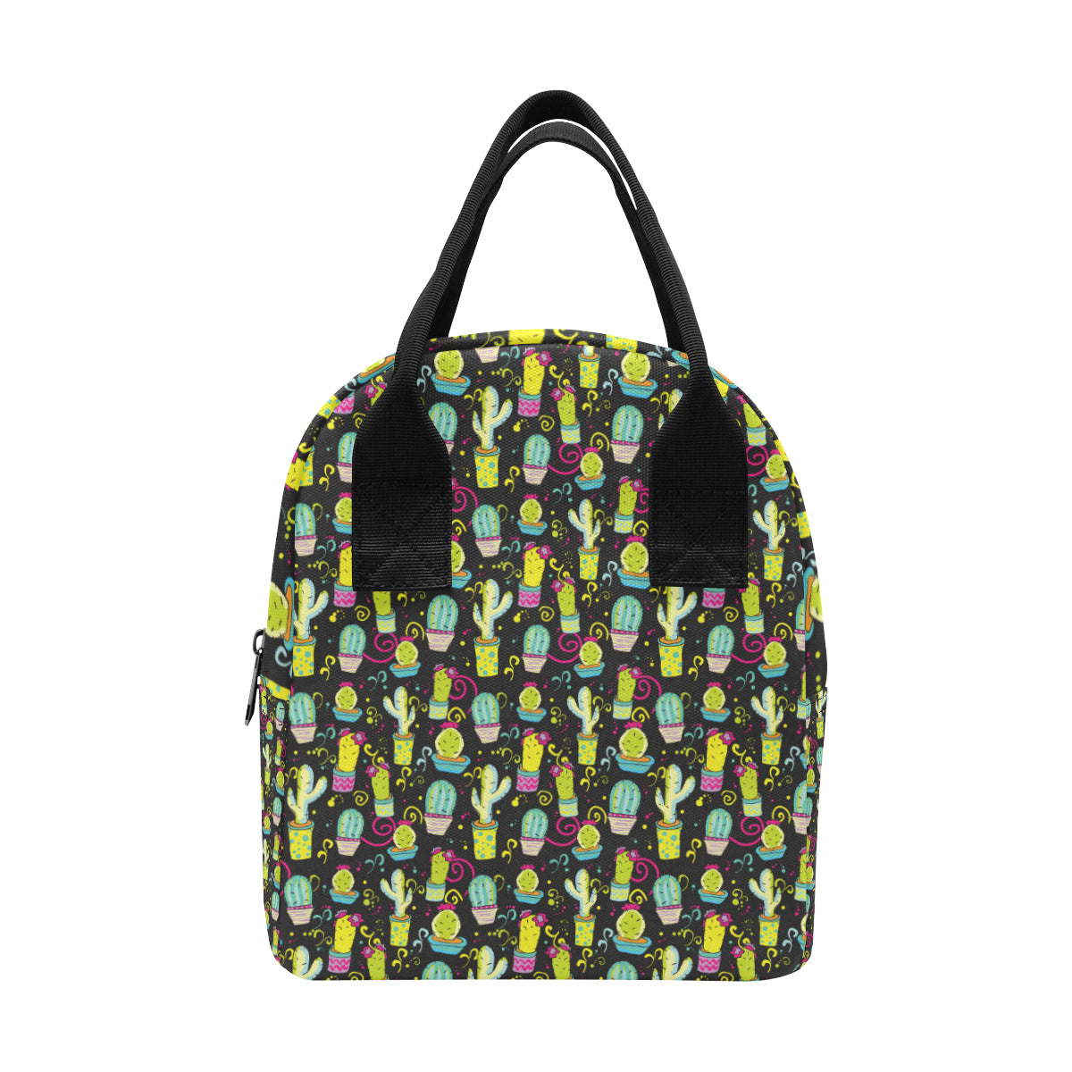 Cactus Neon Style Print Pattern Insulated Lunch Bag