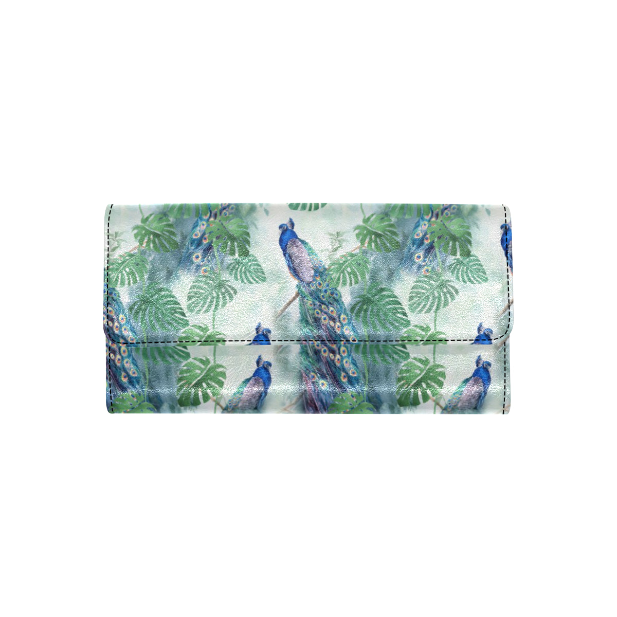 Peacock Pattern Print Design A02 Women's Trifold Wallet