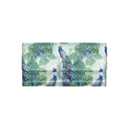 Peacock Pattern Print Design A02 Women's Trifold Wallet