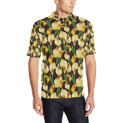 Lily Pattern Print Design LY013 Men Polo Shirt