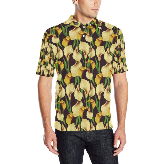 Lily Pattern Print Design LY013 Men Polo Shirt