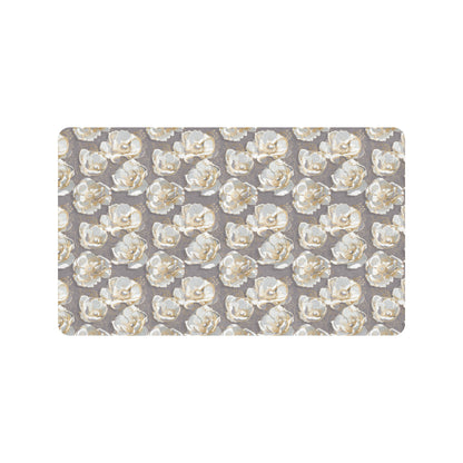 Elegant Grey Flower Print Rubber Doormat
