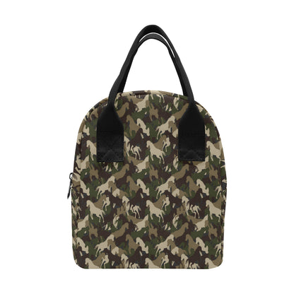 Horse Camo Themed Design Print Insulated Lunch Bag
