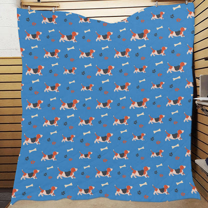Basset Hound Pattern Print Design 02 Premium Quilt