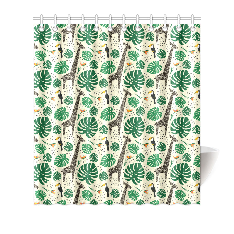 Rainforest Giraffe Pattern Print Design A02 Shower Curtain
