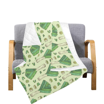 Leek Pattern Print Design 04 Premium Quilt