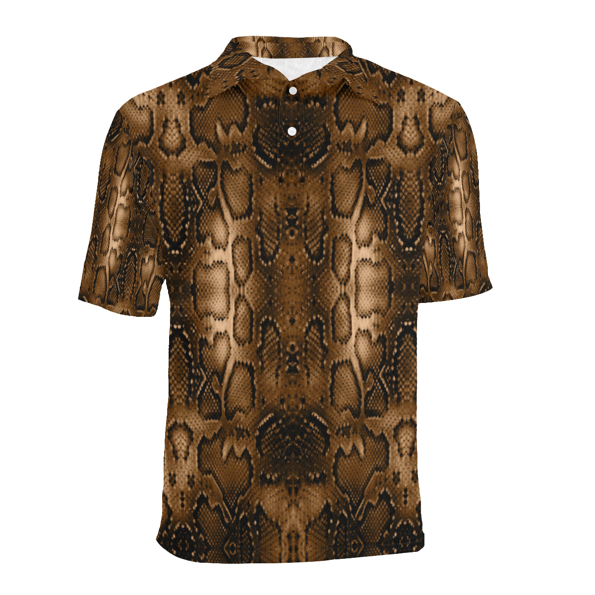 Snake Skin Brown Print Men Polo Shirt