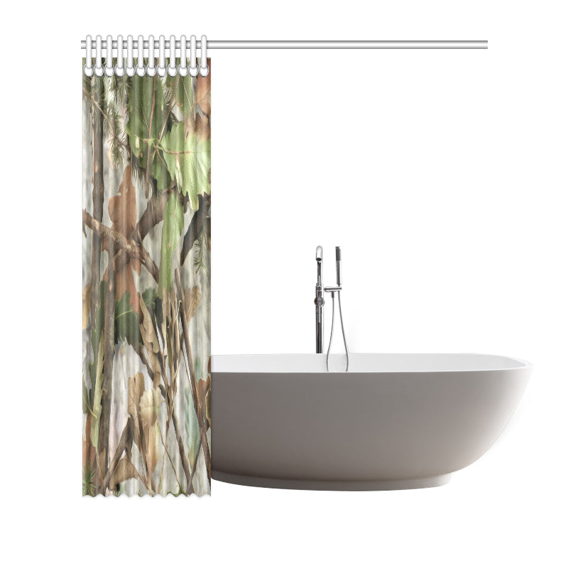 Camo Realistic Tree Forest Print Shower Curtain