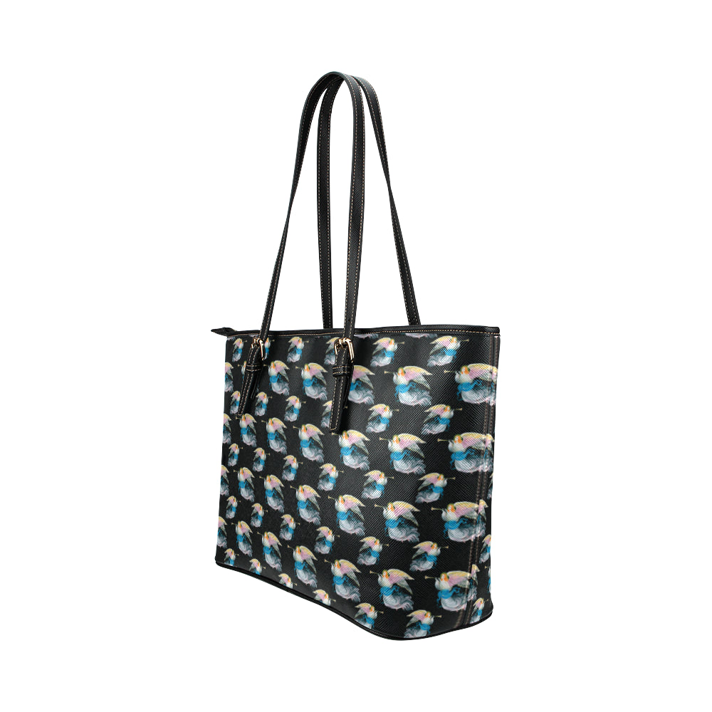 Angel with Wings Beautiful Design Print Leather Tote Bag