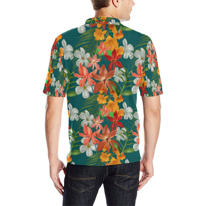 Amaryllis Pattern Print Design AL06 Men Polo Shirt