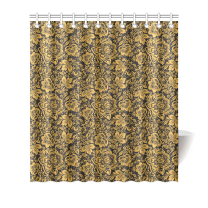 Brocade Gold Pattern Print Design 01 Shower Curtain