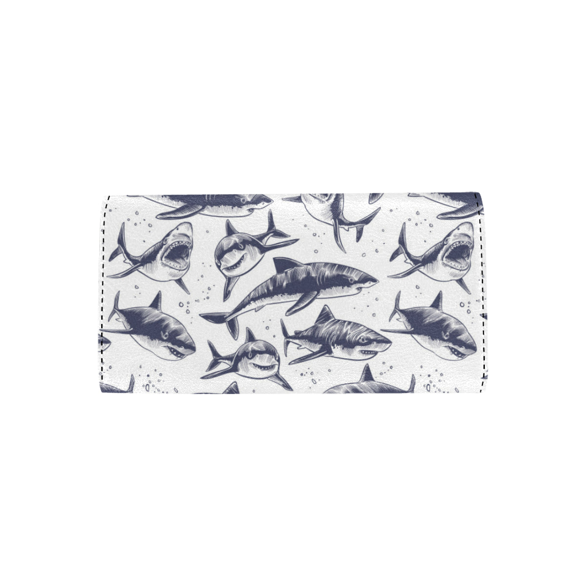 Great White Shark Pattern Print Design 02 Women's Trifold Wallet