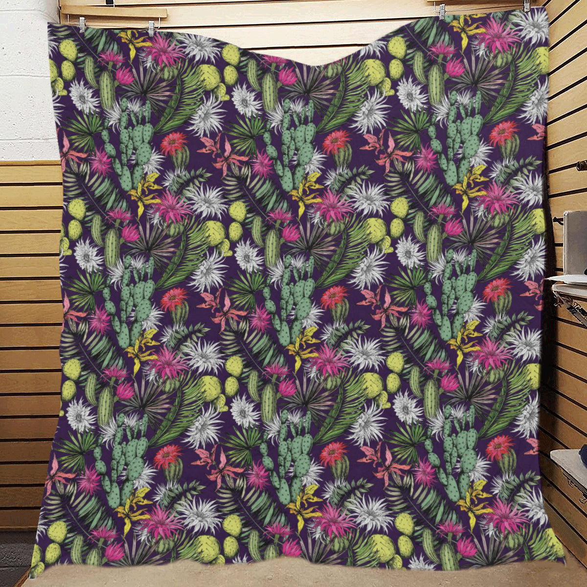 Cactus Pattern Print Design 08 Premium Quilt