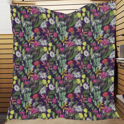 Cactus Pattern Print Design 08 Premium Quilt