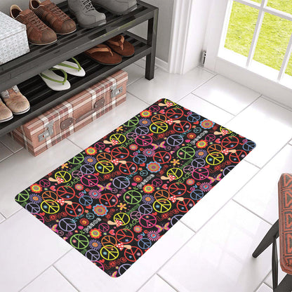 Peace Sign Colorful Design Print Rubber Doormat