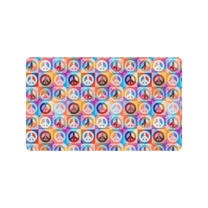 Peace Sign Patchwork Design Print Rubber Doormat