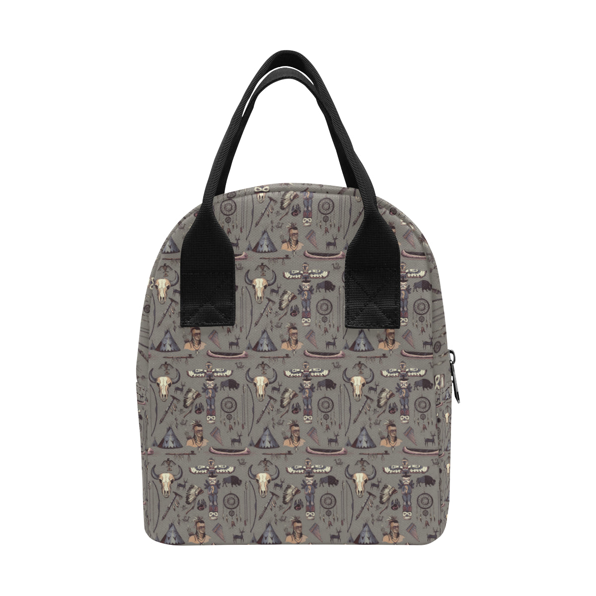 Native Indian life Design Print Insulated Lunch Bag