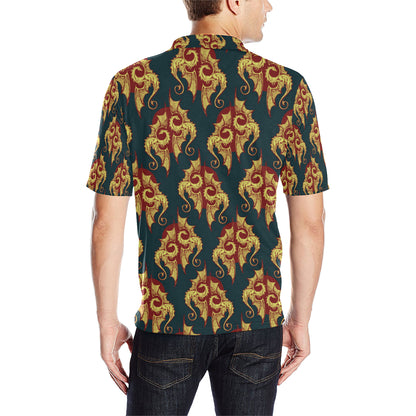Dragons Gold Design Pattern Men Polo Shirt