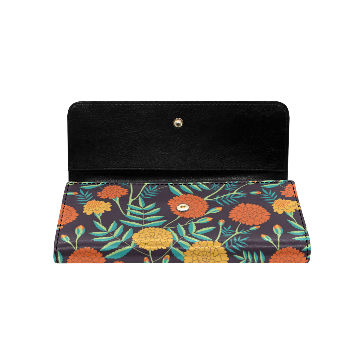 Marigold Pattern Print Design MR01 Women's Trifold Wallet