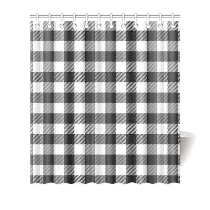 Buffalo check Black white Pattern Print Design 04 Shower Curtain