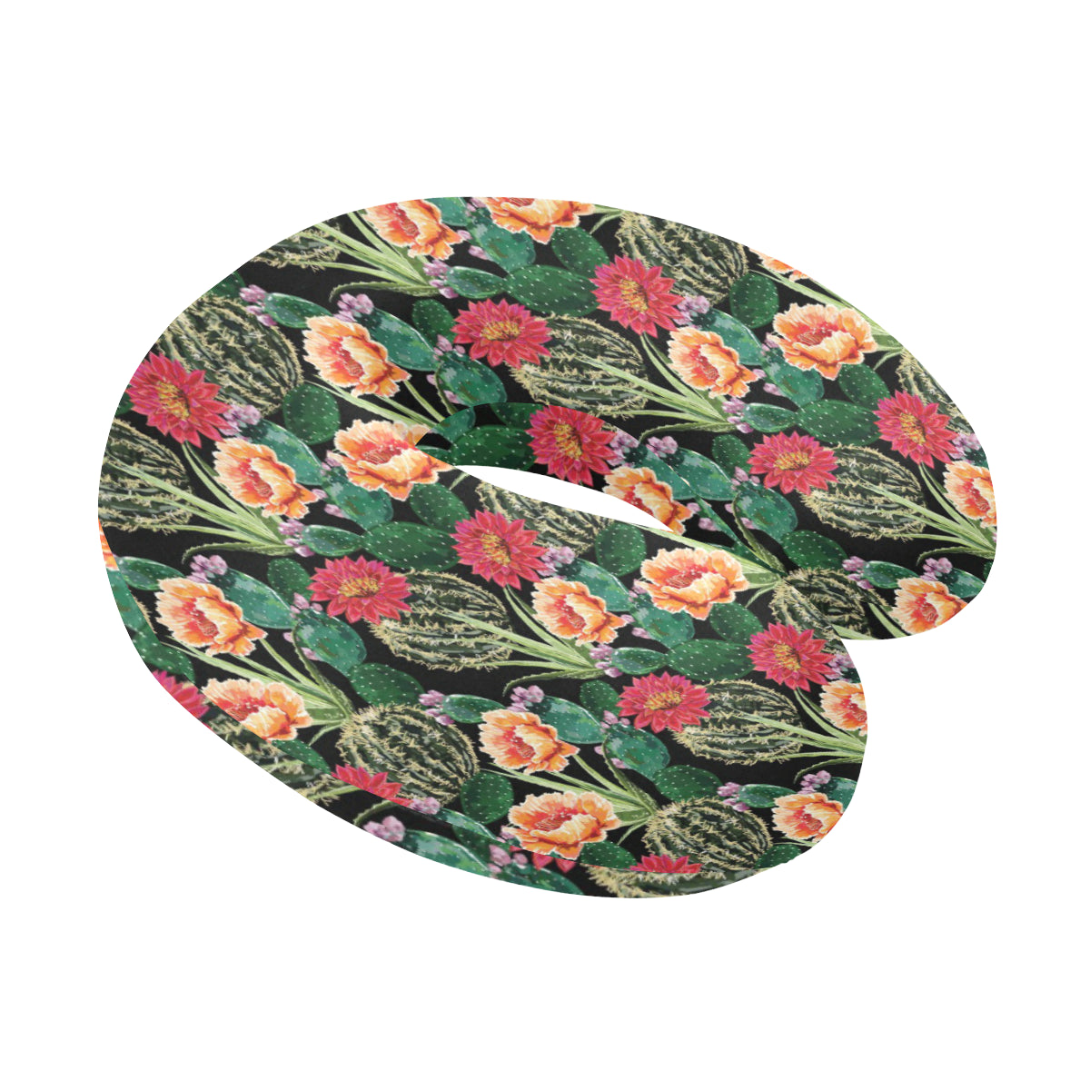 Cactus Pattern Print Design 06 U-Shaped Travel Neck Pillow