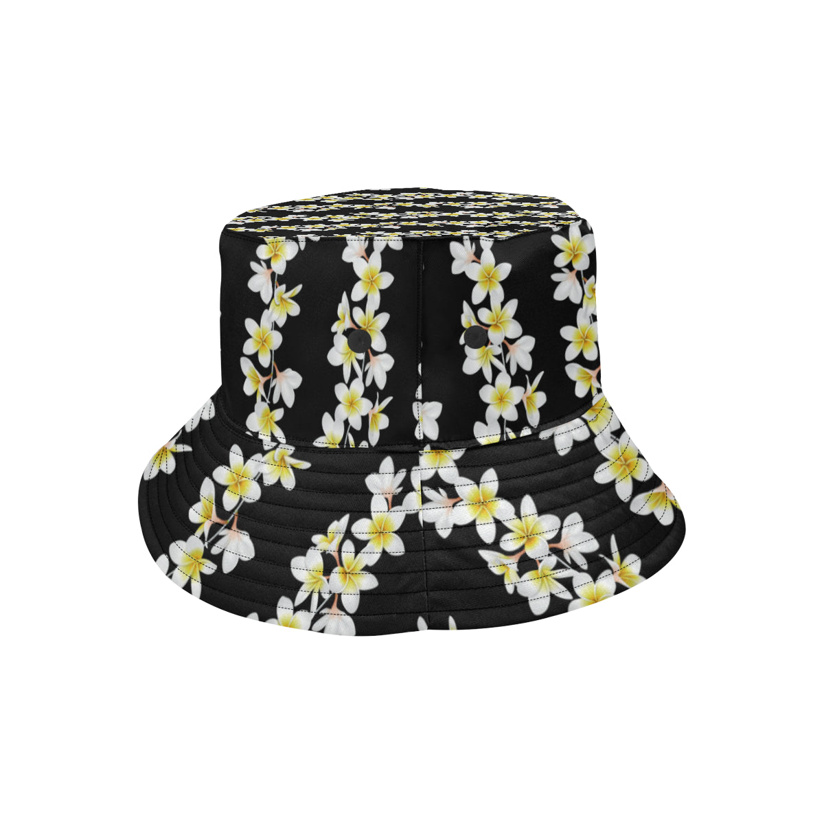 White Plumeria Pattern Print Design PM08 Unisex Bucket Hat