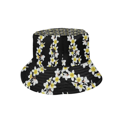 White Plumeria Pattern Print Design PM08 Unisex Bucket Hat
