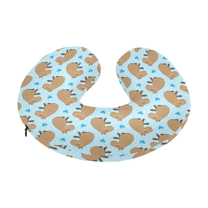 Capybara Pattern Print Design 01 U-Shaped Travel Neck Pillow