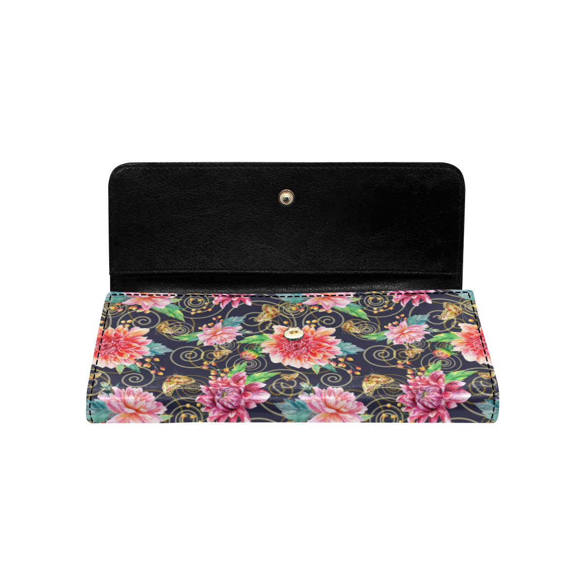 Dahlia Pattern Print Design DH02 Women's Trifold Wallet